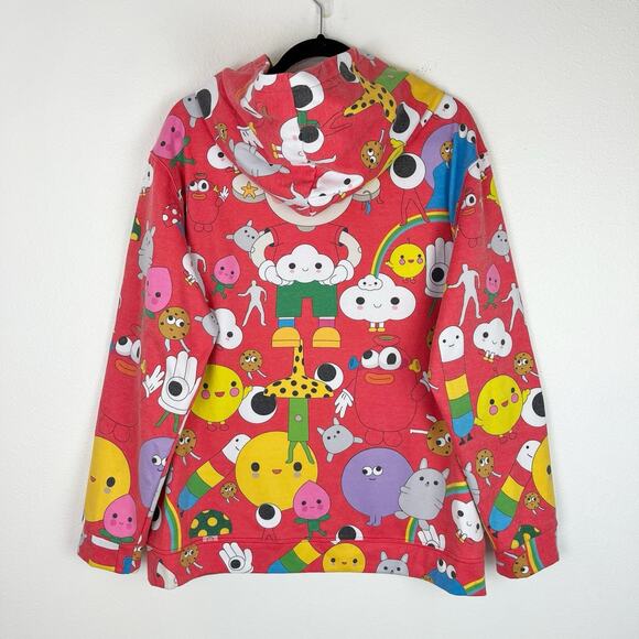 J Balvin Hoodie X Friends With You Size Large Red With Rainbows - Picture 2 of 7